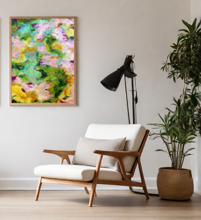 Mockup Abstraktes Oelgemaelde Rosa Wolken