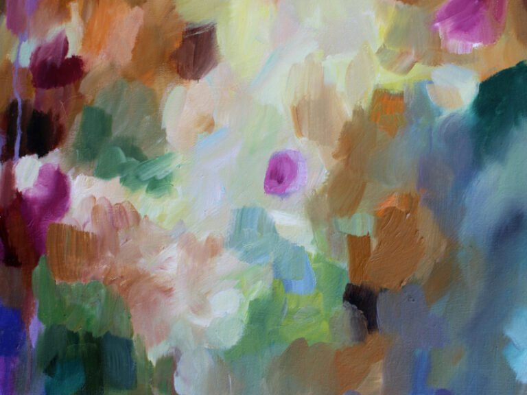 Detail_Abstraktes Ölmalerei bunt und impressionistisches Motiv mit dem Titel "Clearing" von der Künstlerin VleoArt 5