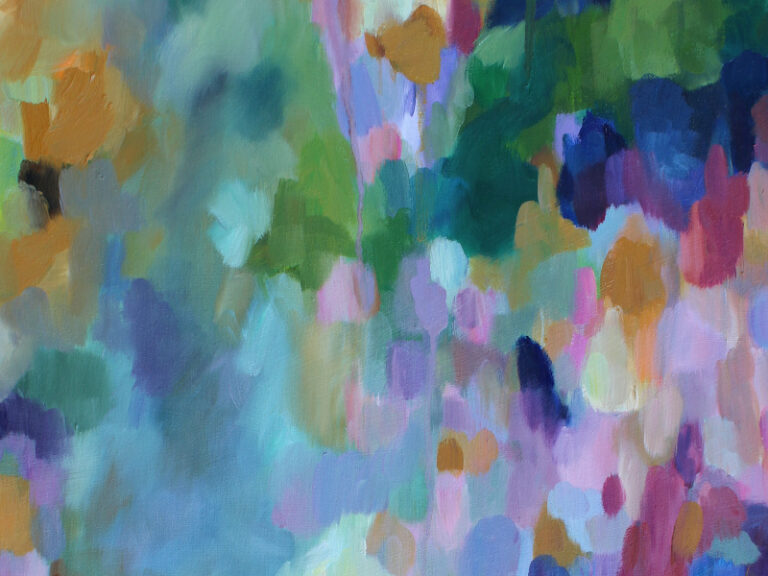 Detail_Abstraktes Ölmalerei bunt und impressionistisches Motiv mit dem Titel "Clearing" von der Künstlerin VleoArt 4