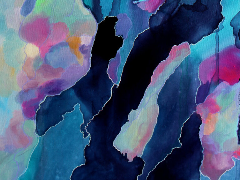 Detail_Abstraktes Ölgemälde in Blautönen  1