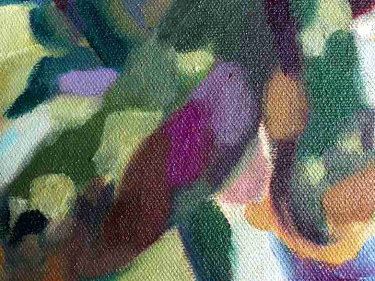 Abstrakte Ölmalerei mit dem Titel "Flower" von der Künstlerin VleoArt.  1