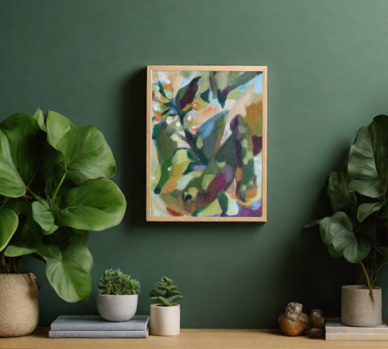 Blume Mockup Default illustration in frame on a shelf ikea like greenish co 2